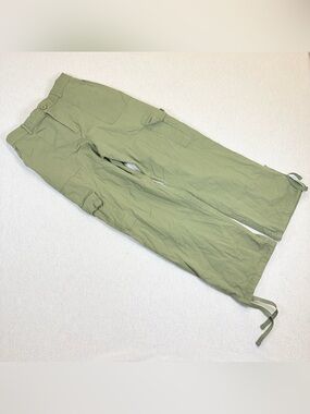 Lepunuo Mid Rise Wide Leg Cargo Pants Womens Medium Green‎ Comfort Waist Baggy